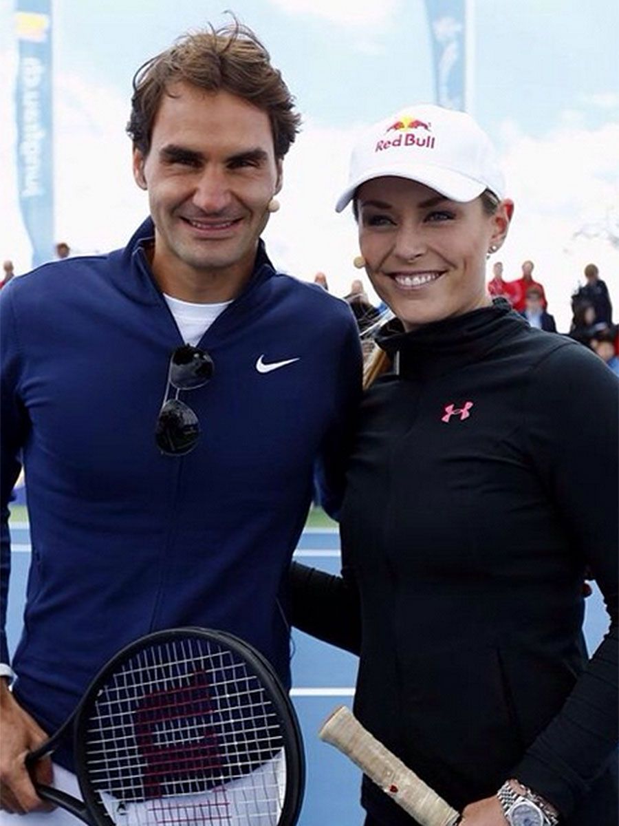 Roger Federer y Lindsey Vonn jugaron al tenis