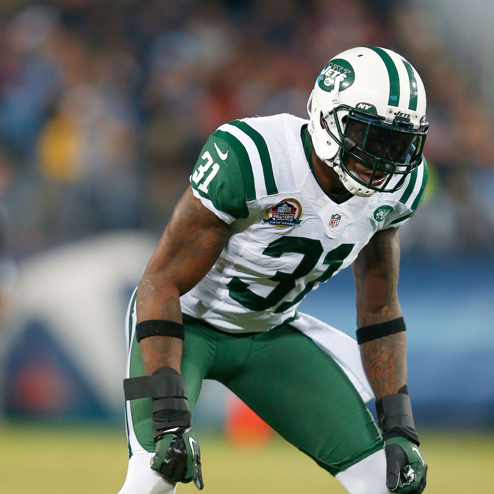 Antonio Cromartie of New York Jets plays vs. Pittsburgh Steelers