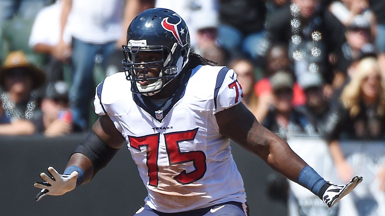 Derek Newton of Houston Texans carted off with injuries to knees