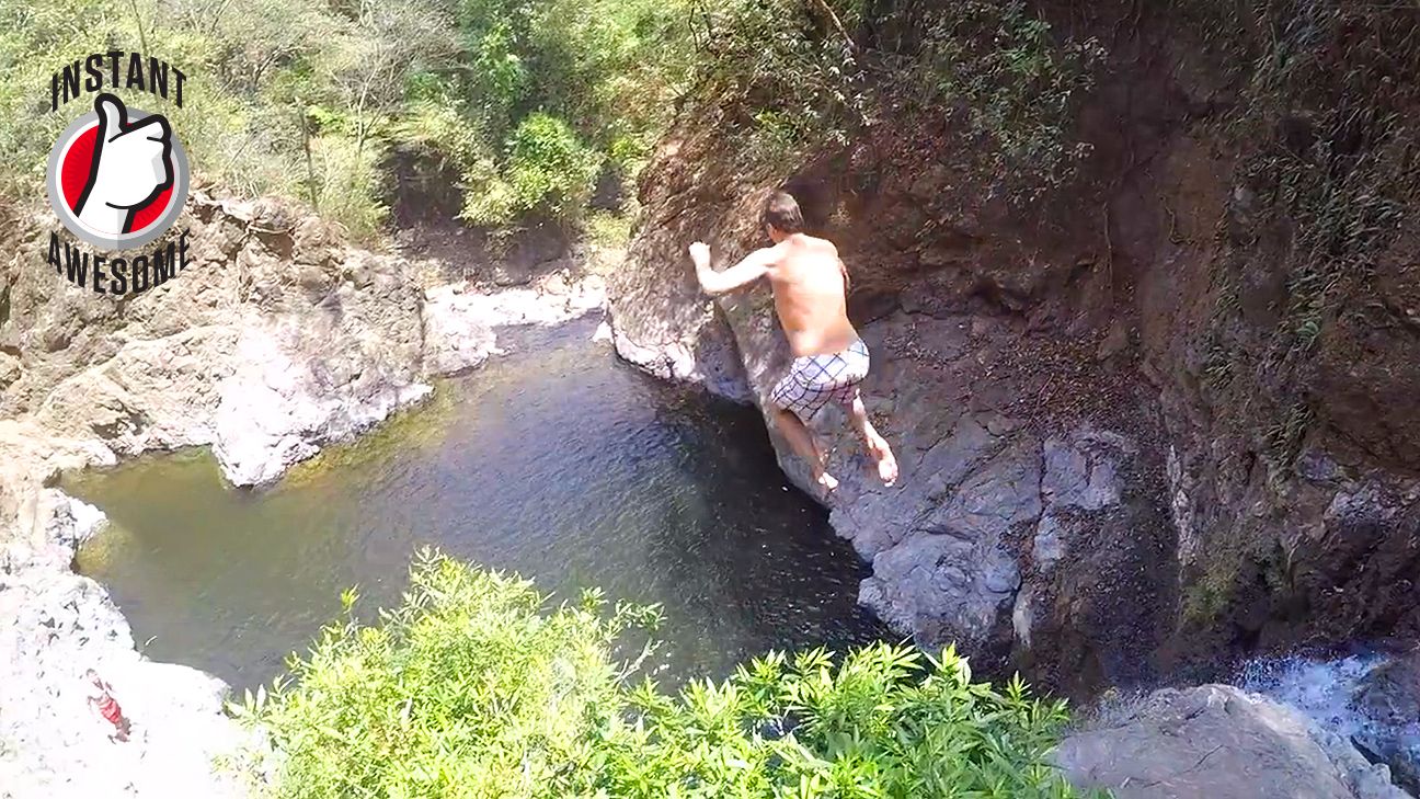 Tom Brady says it's officially cliff-jumping time in Bahamas