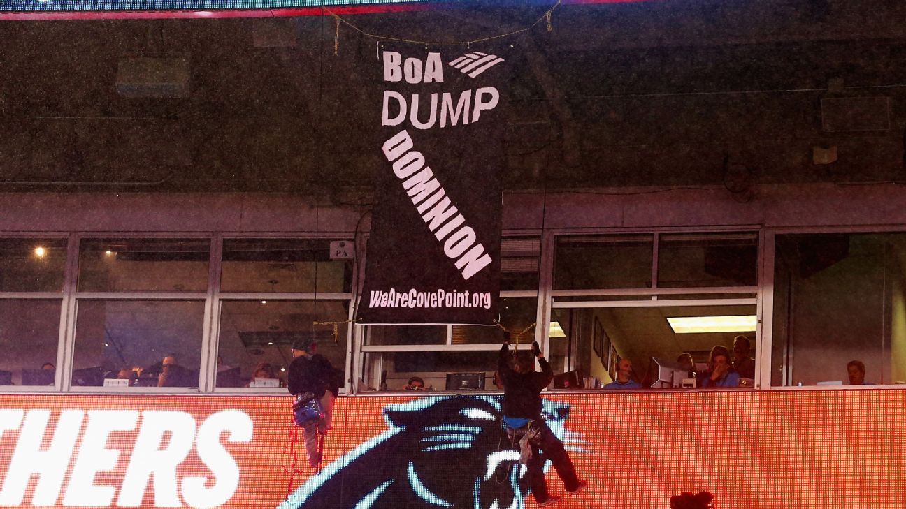 NFL, Panthers investigating rappelling protest