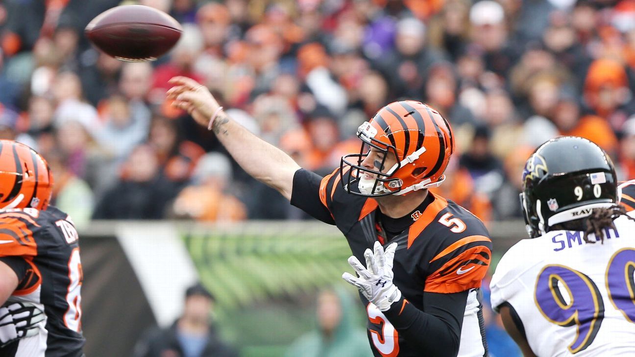 Bengals roll into playoffs with AJ McCarron as their QB -- for now