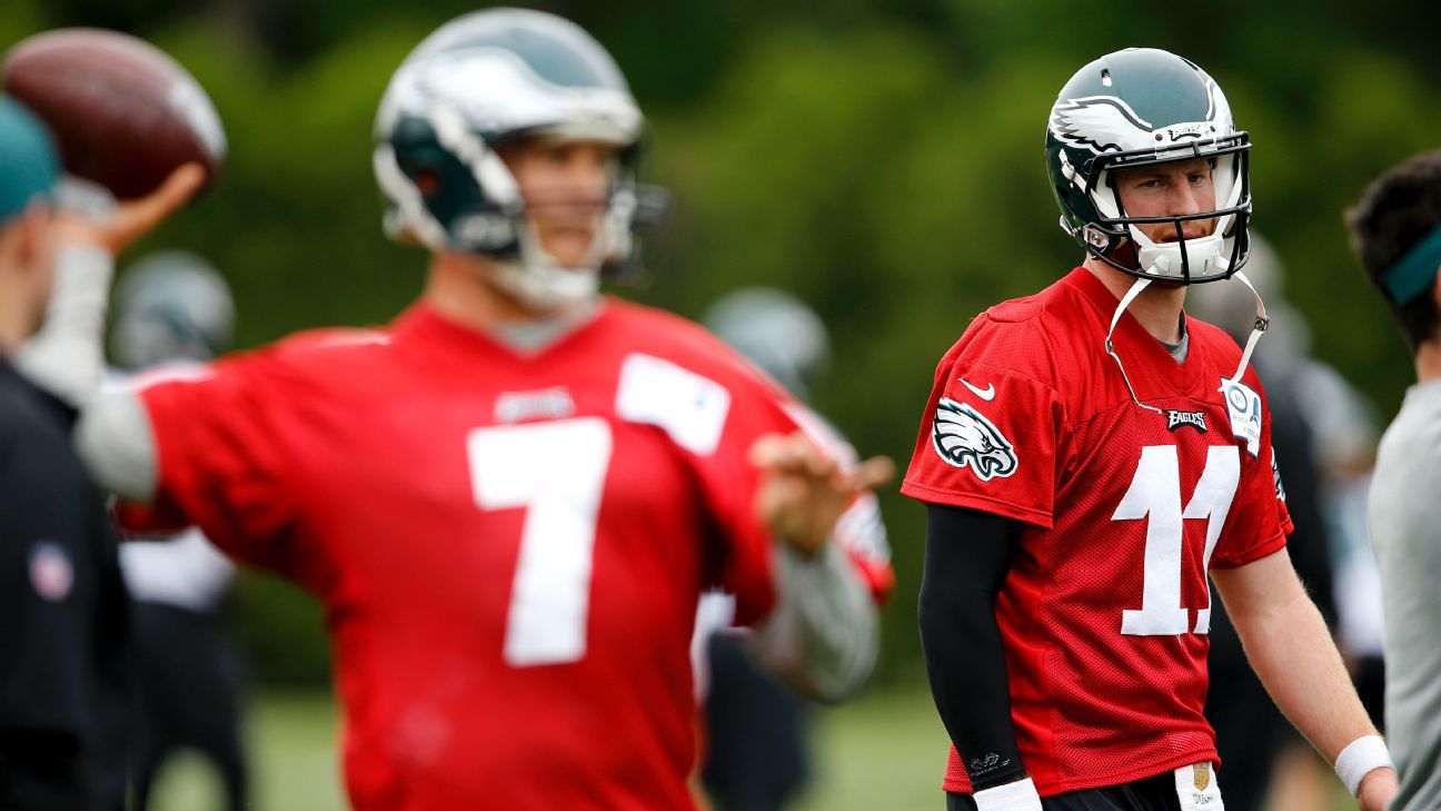 Eagles QB Sam Bradford bests Carson Wentz on Day 1 of OTAs