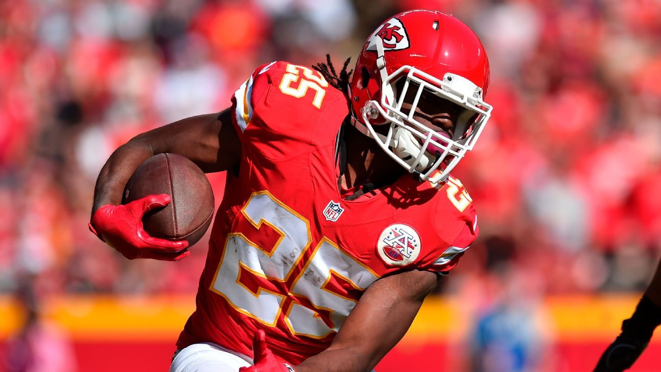 Chiefs RB Charles out Sunday with knee soreness