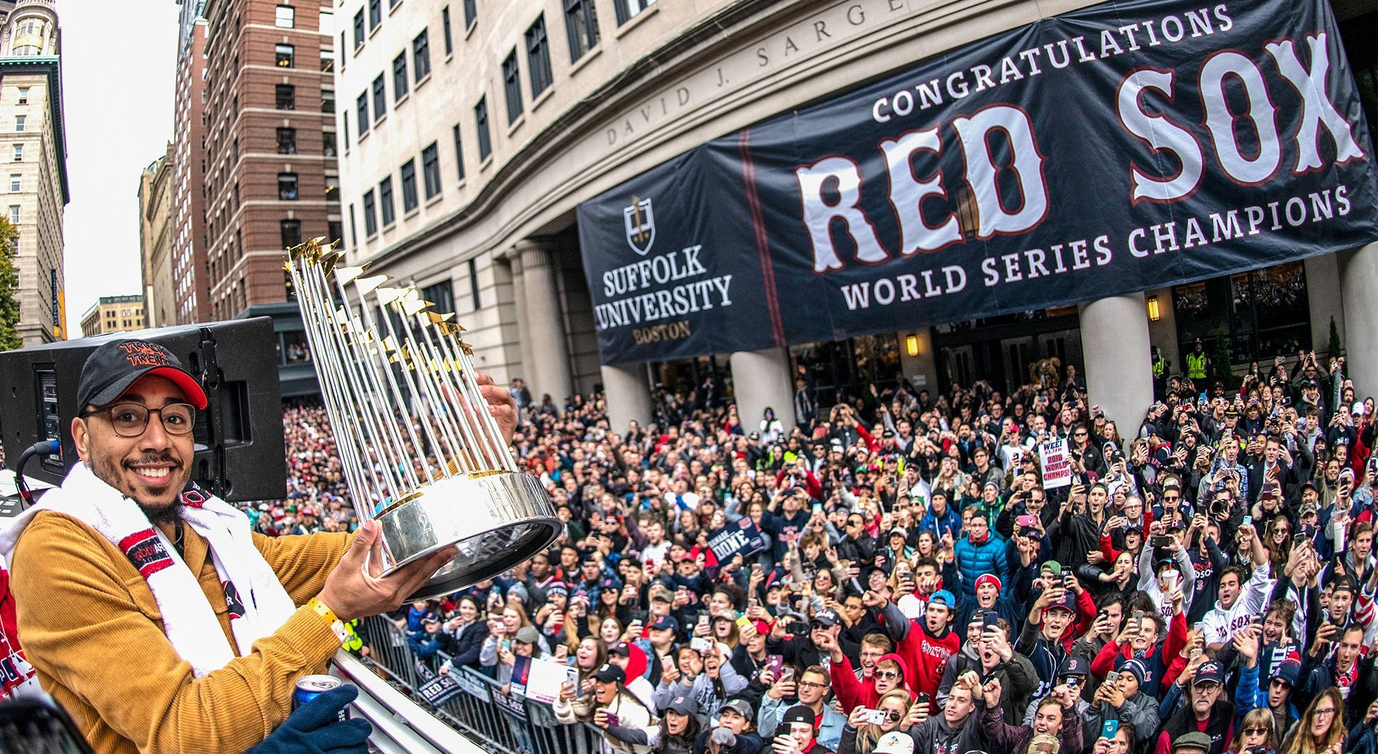 Fan arrested for throwing beer can at Red Sox parade