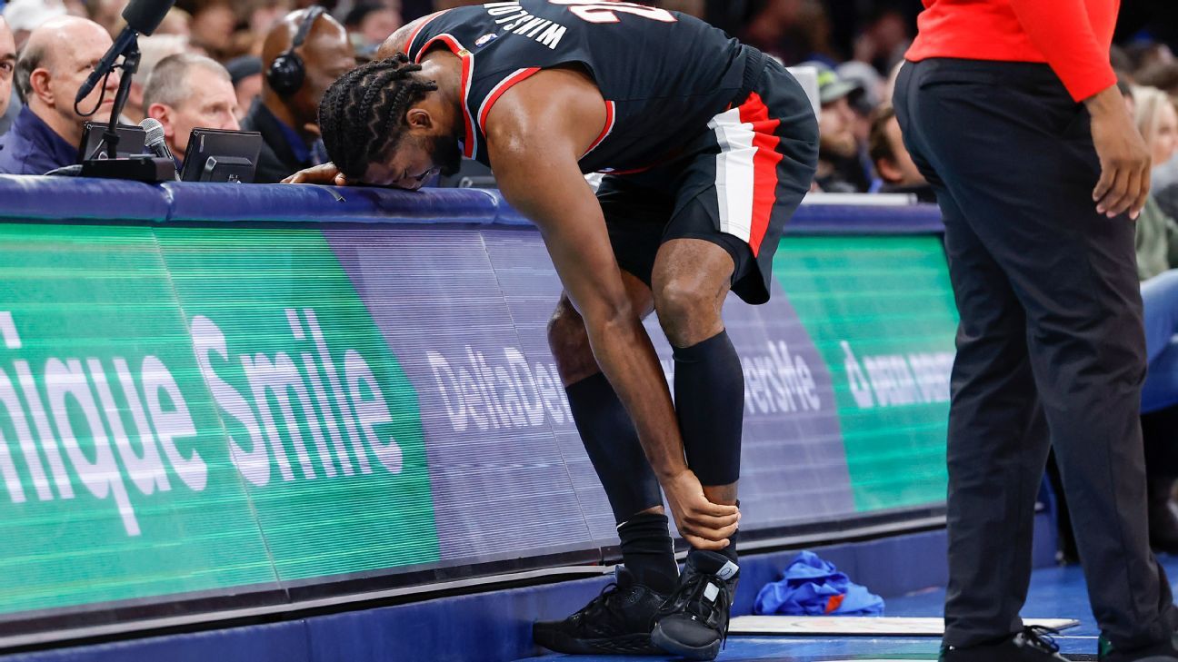 Trail Blazers' Justise Winslow (ankle) out at least 2 weeks