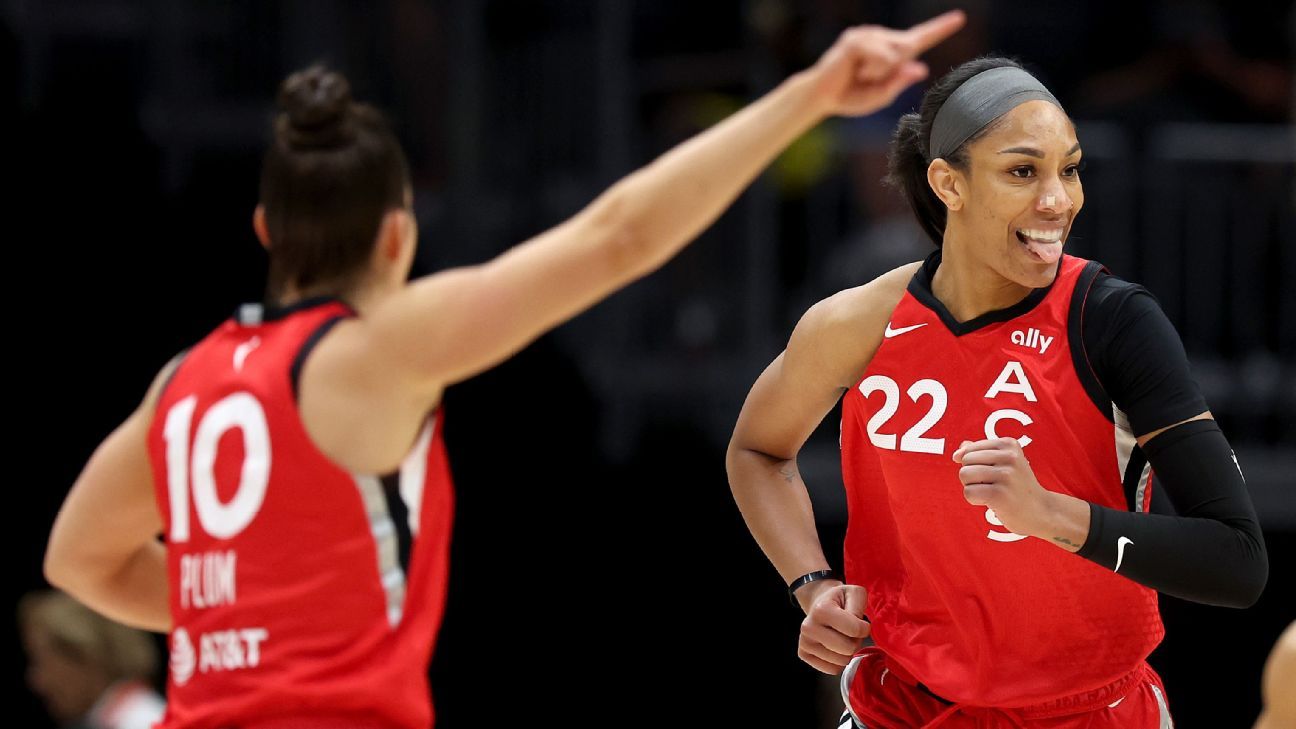 A'ja Wilson has 28 points, 17 rebounds as Aces beat Mystics - ESPN