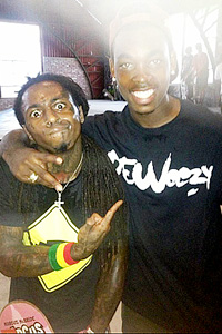 Lil Wayne and Theotis Beasley at the grand opening of Trukstop Skatepark in New Orleans.