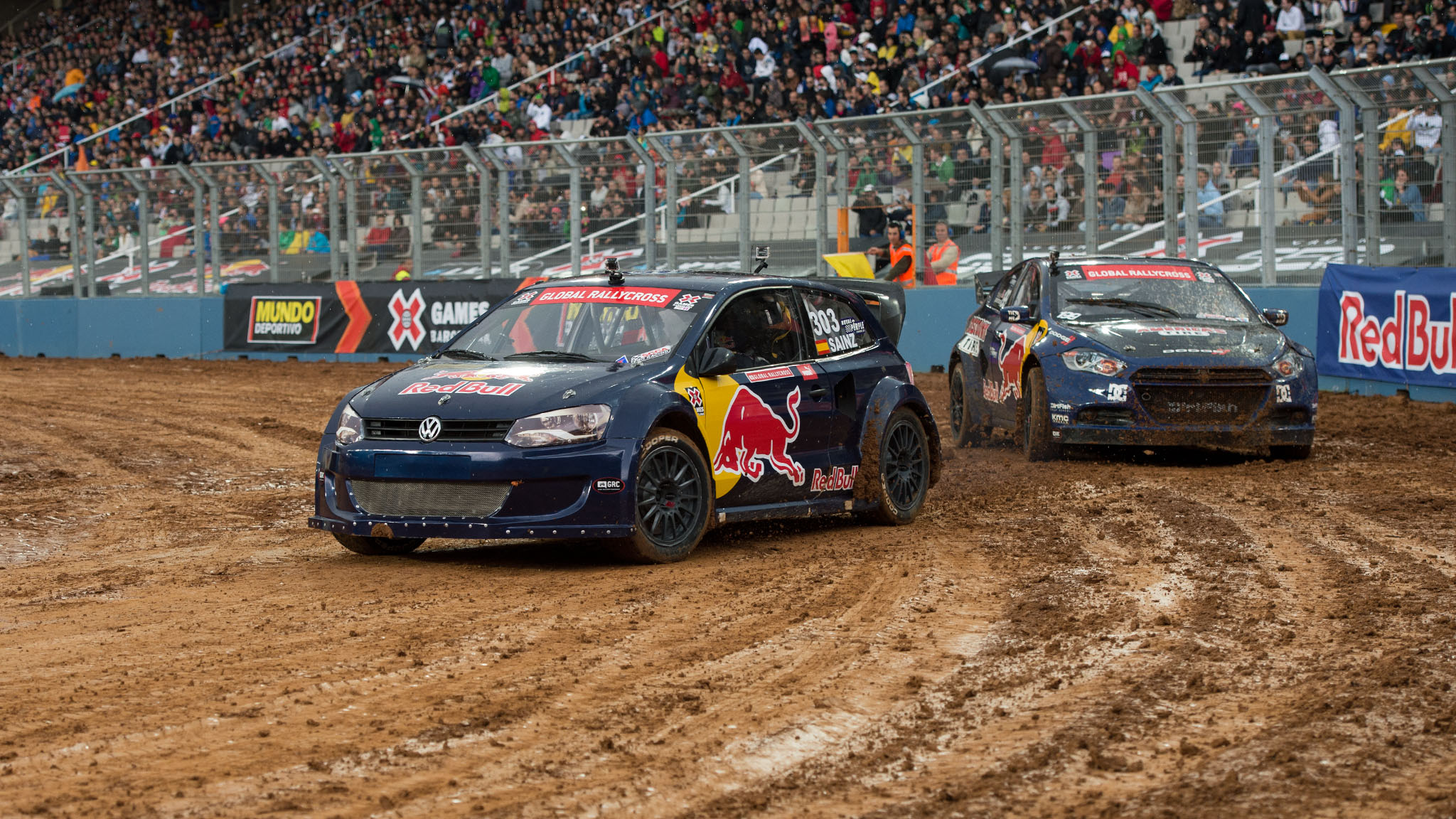 RallyCross practice was held in the mud before organizers canceled the race.