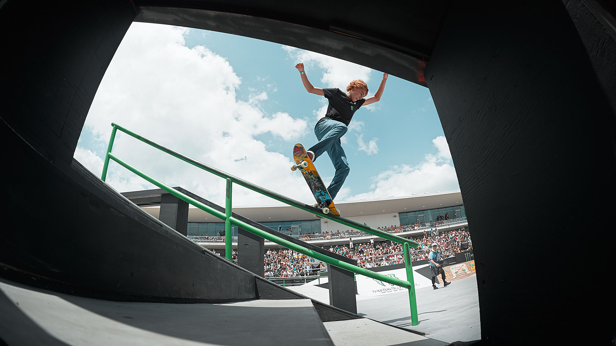 Skateboarding legend Tony Hawk kicked off X Games Austin with a vert demo  in front of the Texas State Capitol building in downtown Austin. Hawk  persevered through the 93-degree, humid afternoon to