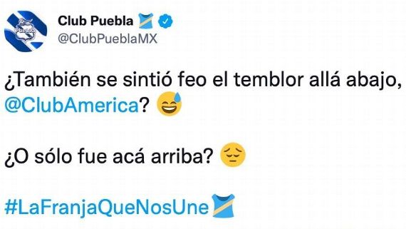 Puebla se burla del América tras el sismo