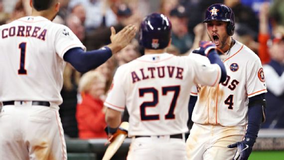 George Springer hitting a home run