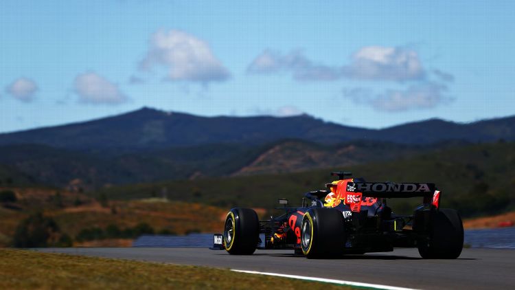 F1 cars racing at Portimao circuit