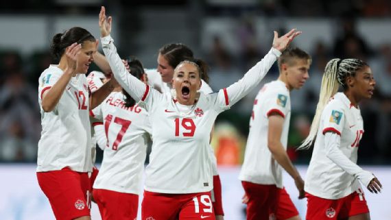 女足世界杯：加拿大女足以2-1击败了爱尔兰女足