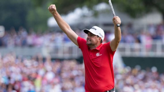 Keegan Bradley a celebrar uma vitória