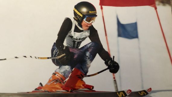 Young Keegan Bradley skiing