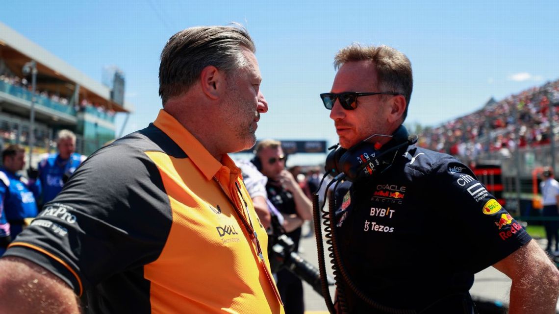Christian Horner and McLaren boss Zak Brown at the Canadian Grand Prix
