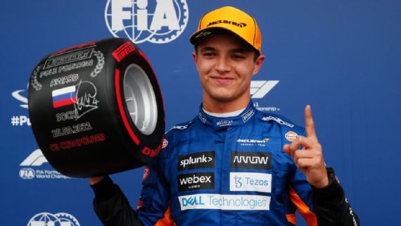 Lando Norris após conquistar a pole position em Sochi 2021