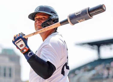 The uncle of Detroit Tigers' Miguel Cabrera, Jose Torres, watches