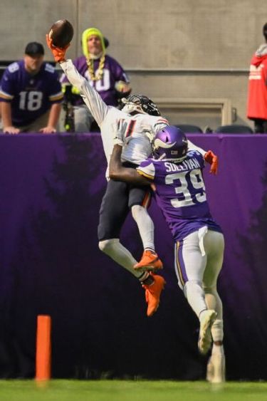 Chicago Bears wide receiver Darnell Mooney (11) runs a route during an NFL  preseason football game