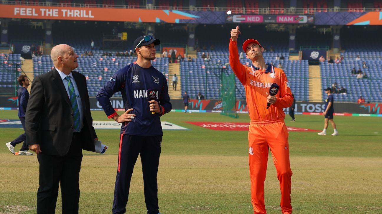 Netherlands bring in Klaassen and van der Gugten and field; Myburgh debuts for Namibia