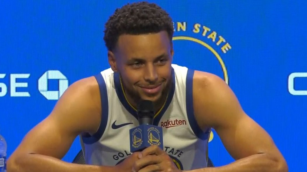Curry jokes about playing 48 minutes a game ESPN Video