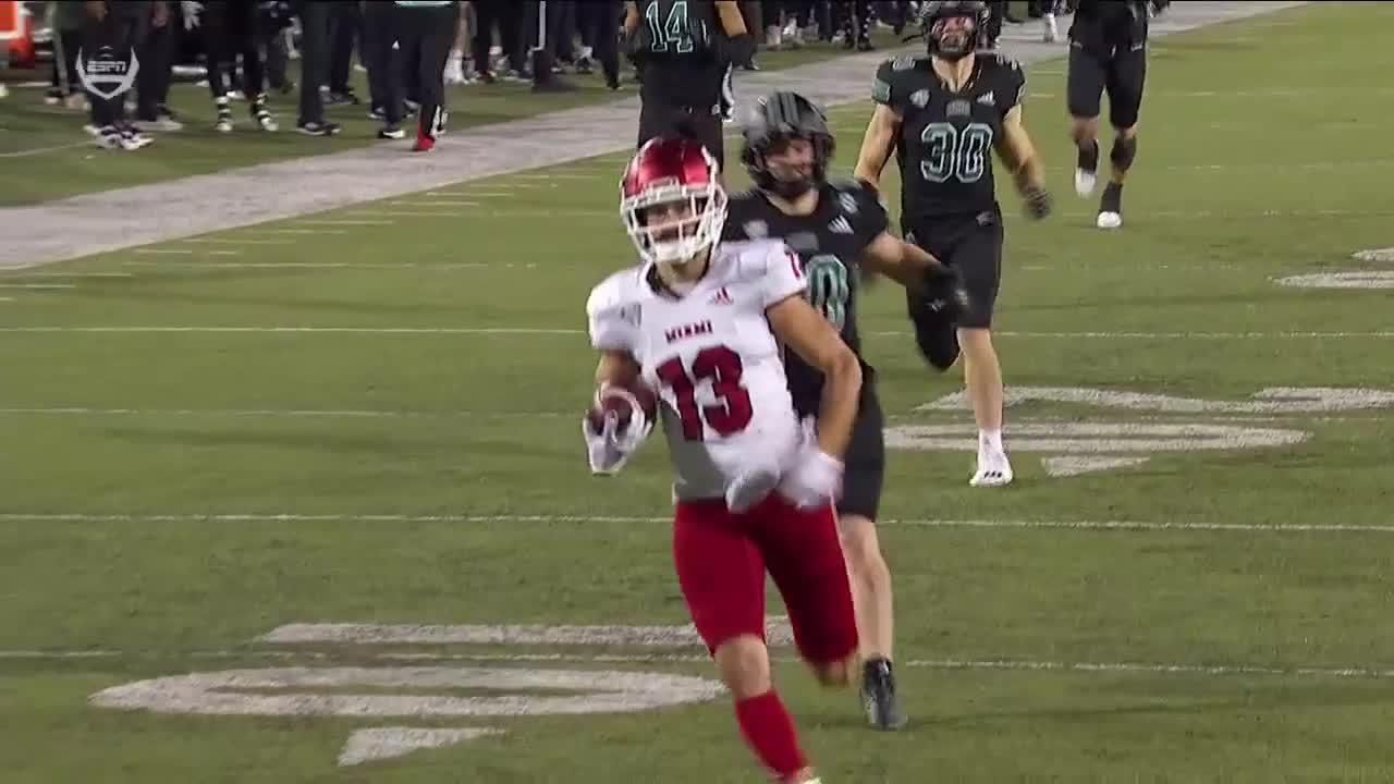 Miami (OH) WR makes great catch on 82-yard TD - ESPN Video