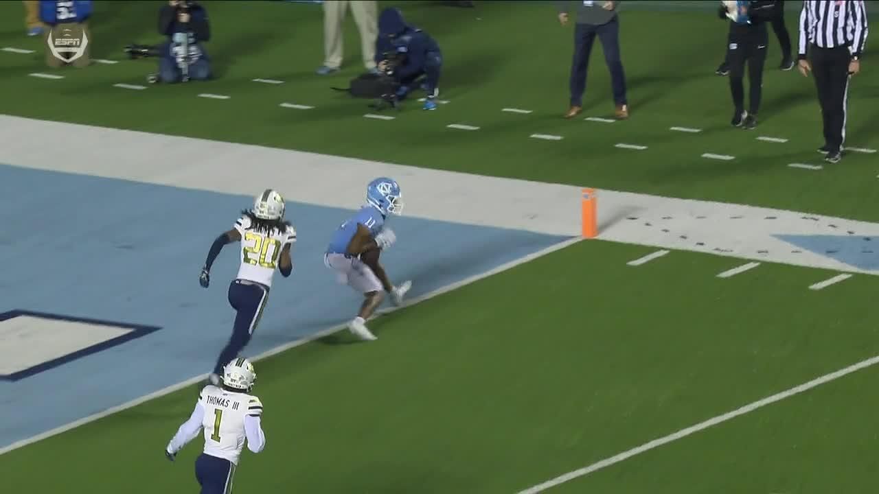 Josh Downs drops crucial TD pass as No. 13 UNC falls to Tech