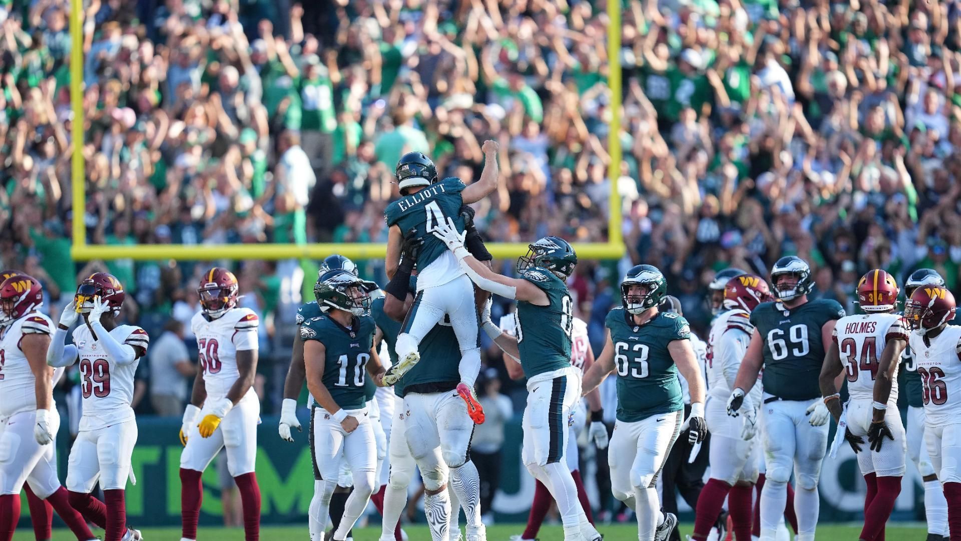 Jake Elliott drills a 54-yard field goal in overtime to give the Eagles the  win over the Commanders, NFL Highlights