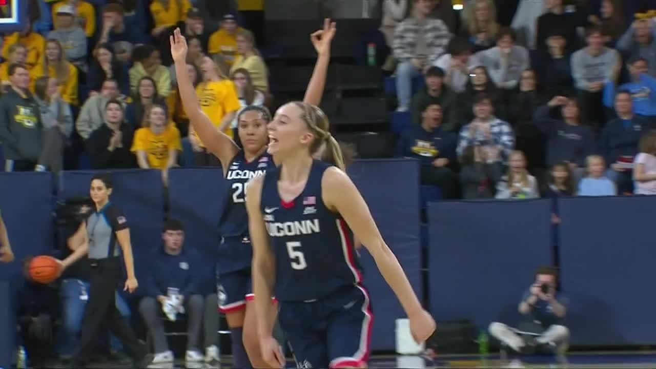 Paige Bueckers sinks halfcourt shot at the horn ESPN Video