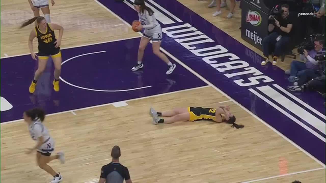 Caitlin Clark looks shaken up after finishing tough layup - ESPN Video