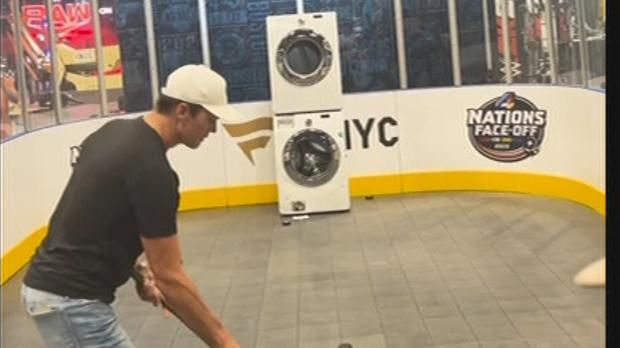 Watch Tom Brady sink hockey pucks into a washing machine