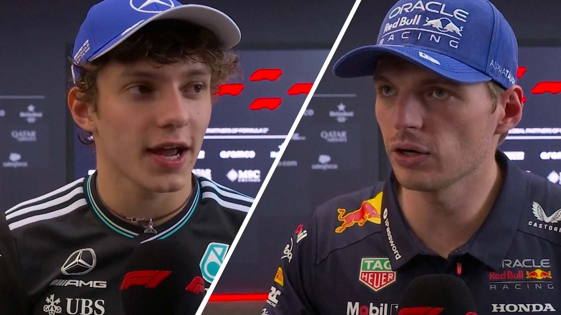 Norris Silencia Críticos y se Afianza al Título en Brasil: F1 2025 3 Kimi Antonelli y Max Verstappen reaccionan al podio en Brasil.