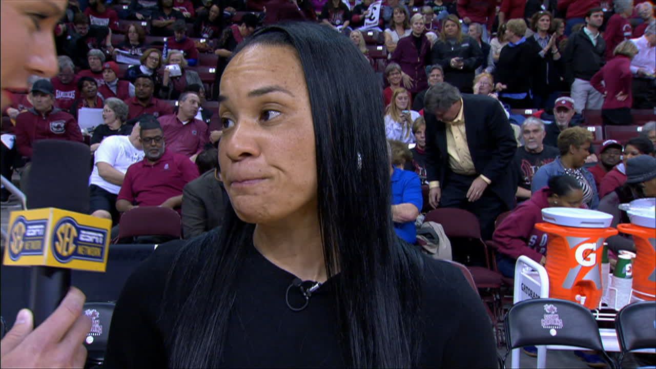 Halftime Interview with South Carolina Head Coach, Dawn Staley. ESPN