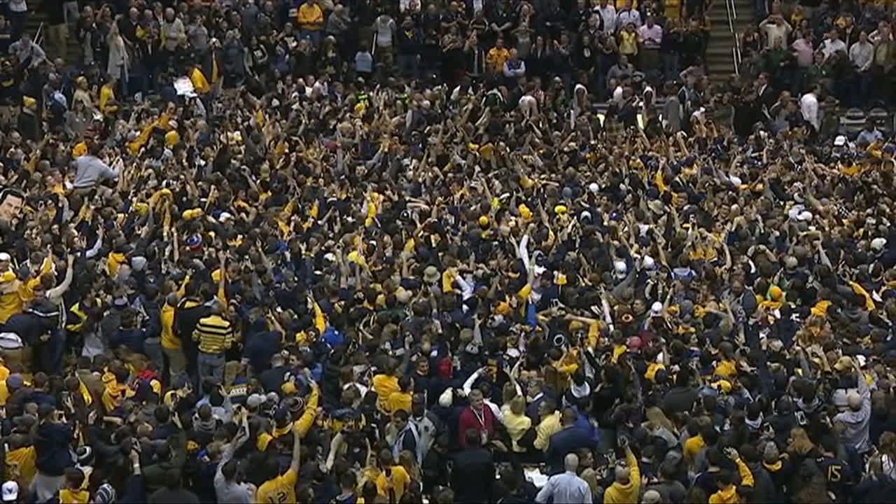 West Virginia fans storm the court following win over Baylor - ESPN Video