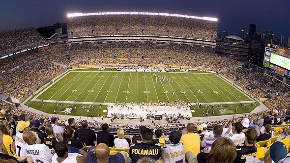 Pittsburgh Steelers fans tailgate outside of Heinz field in