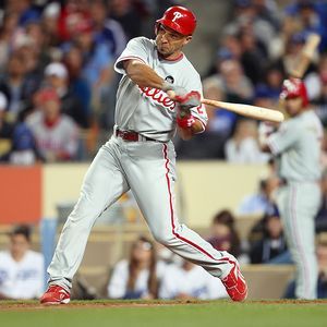 Philadelphia Phillies left fielder Raul Ibanez during a baseball