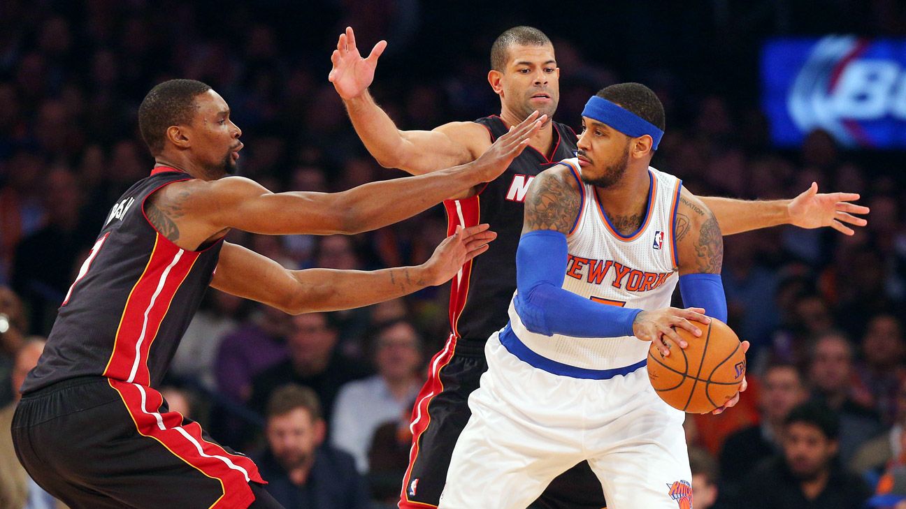 Carmelo Anthony, Knicks drop the ball against Miami Heat ESPN