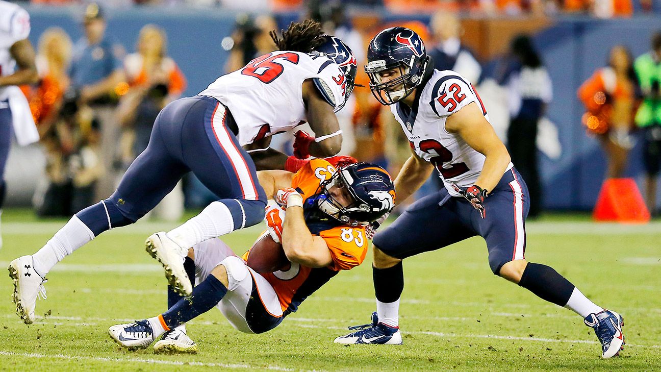 Wes Welker wearing enormous helmet for playoff game