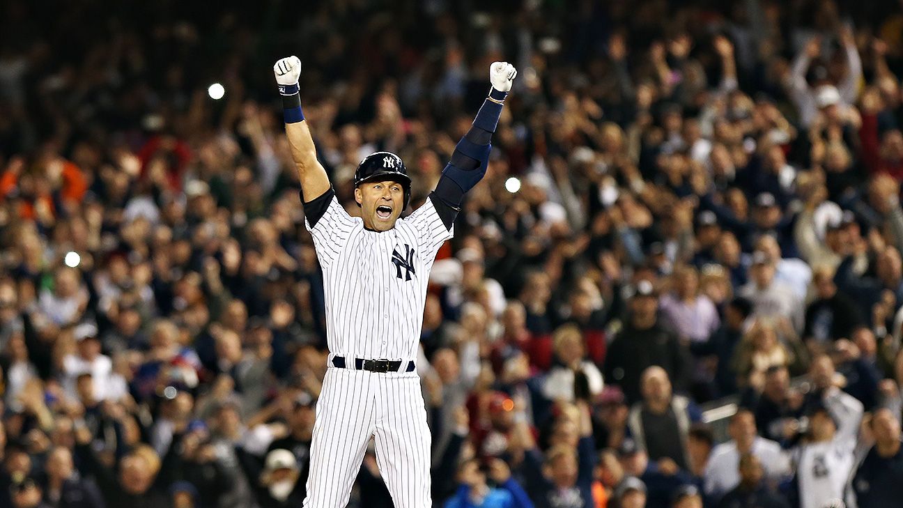 Derek Jeter Celebrates his Game Winning Walk-off Single Final Game at Yankee  Stadium- September 25, 2014 Photo Print - Item # VARPFSAARG014 - Posterazzi