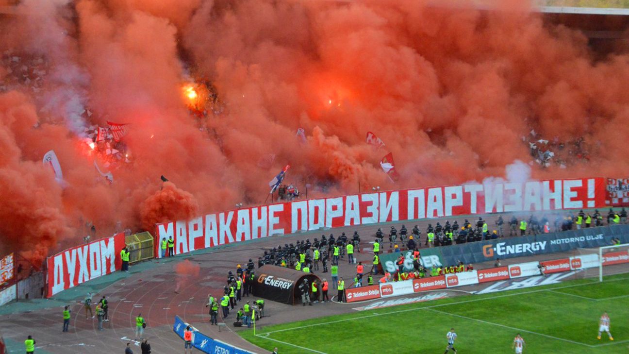 Red Star Belgrade fans park tank at soccer stadium - Sports Illustrated