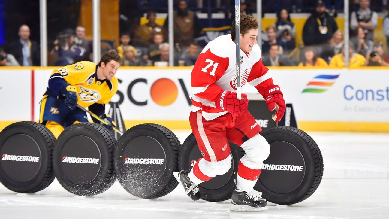 NHL AllStar Game Dylan Larkin of Detroit Red Wings claims fastest