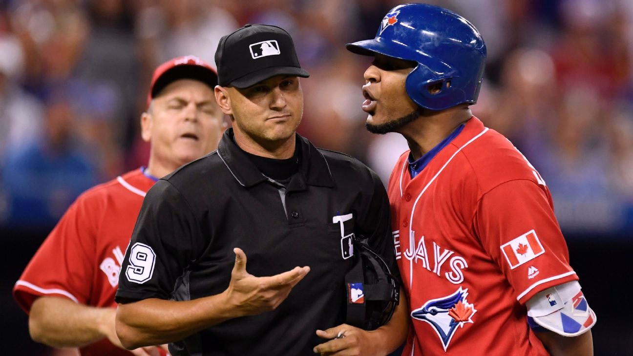 Encarnacion suspended one game for bumping umpire