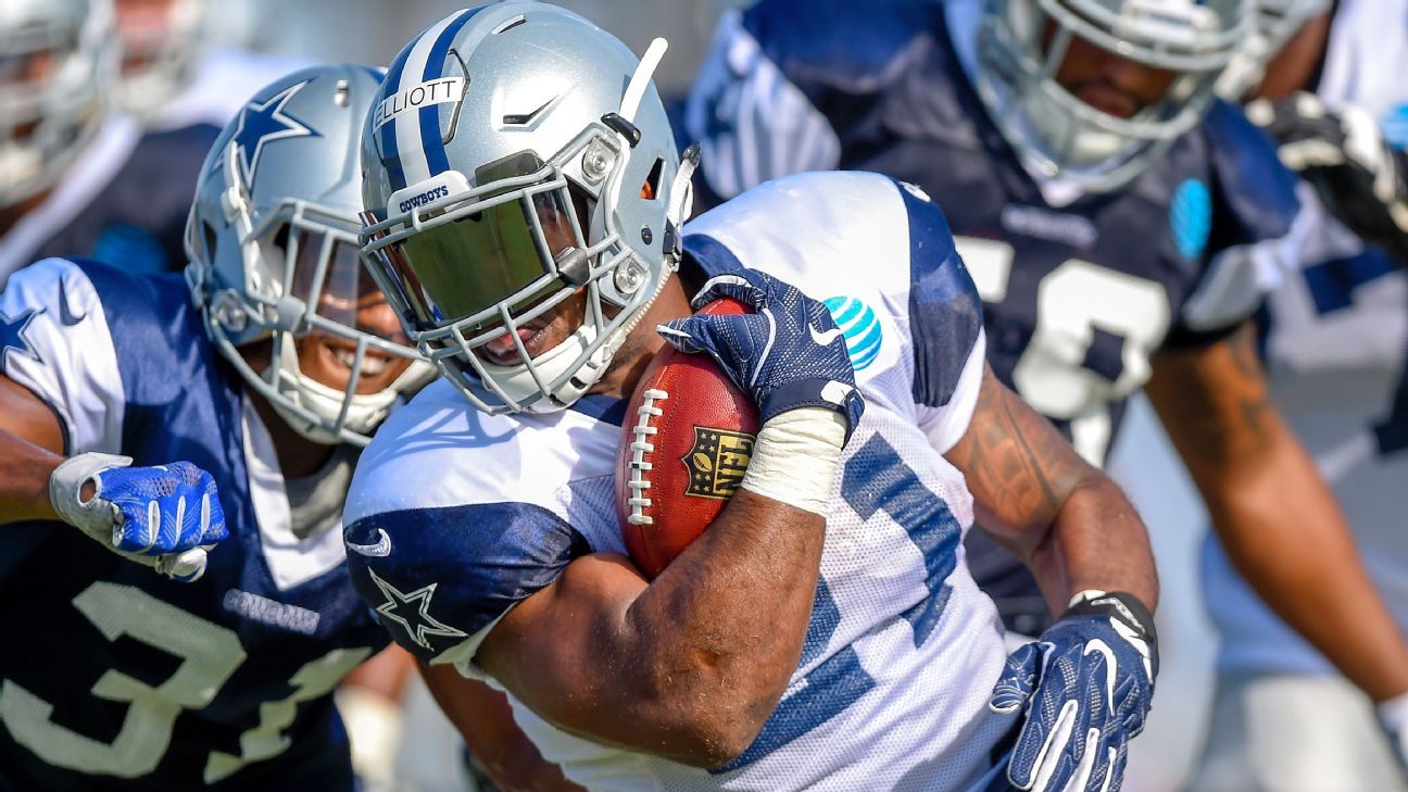 Cowboys RB Ezekiel Elliott sits out practice with knee discomfort