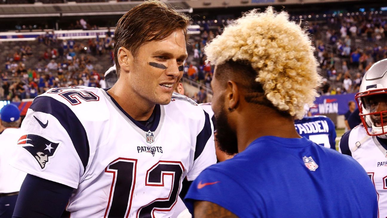 Tom Brady Odell Beckham Jr Exchange Jerseys After Patriots Giants New England Patriots Blog Espn