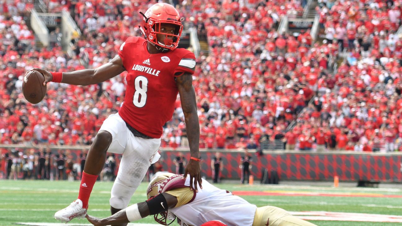 milicia prestar dedo Louisville Cardinals QB Lamar Jackson has another big day in commanding win  over Florida State Seminoles - ESPN