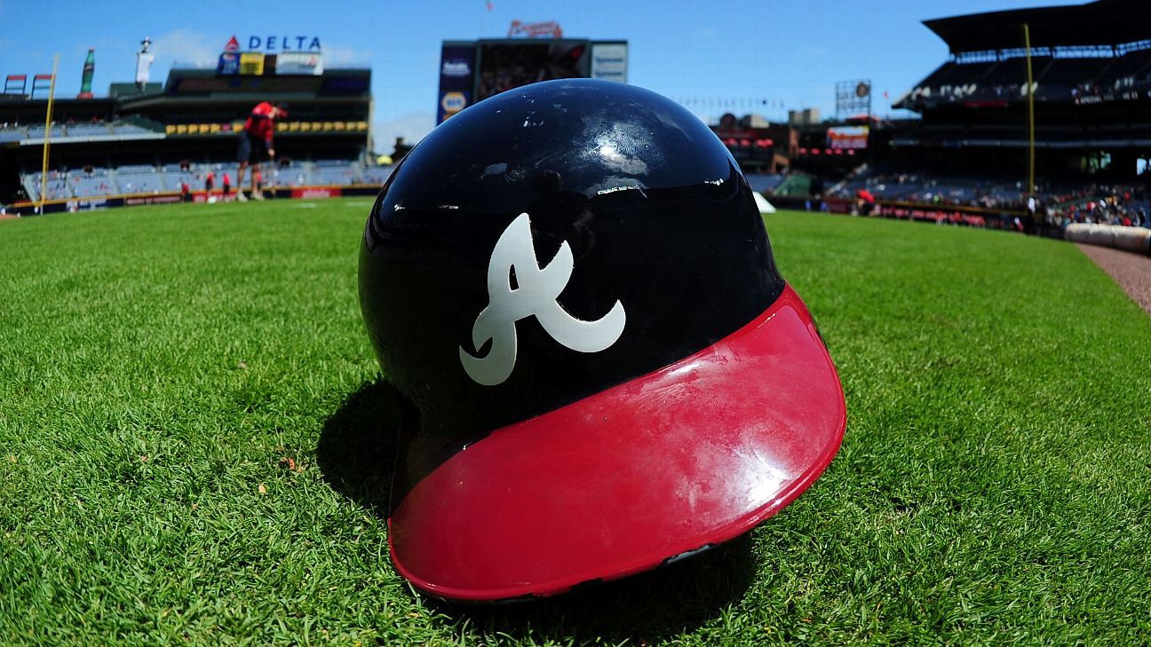 ATLANTA, GA – MAY 07: Atlanta shortstop Sean Kazmar Jr. (53) in the dugout  during the MLB game between the Philadelphia Phillies and the Atlanta  Braves on May 7th, 2021 at Truist