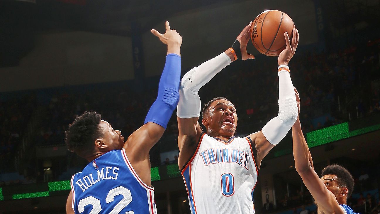 Russell Westbrook of Oklahoma City Thunder first to have triple-double ...