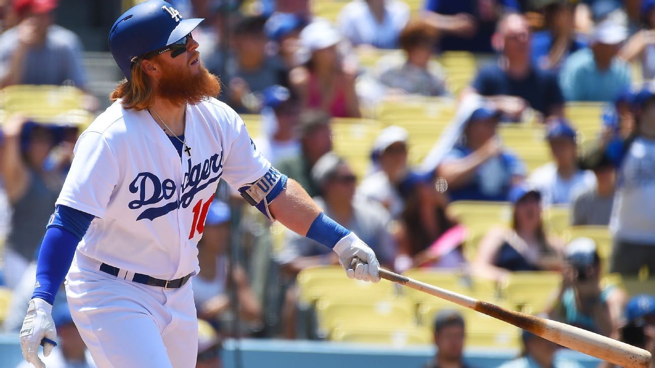 Los Angeles Dodgers' Justin Turner hit in hand by pitch, leaves game ESPN