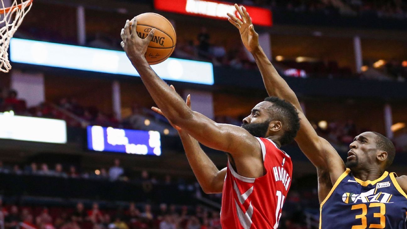 James Harden Of Houston Rockets Scores Career High 56 Points In Win Over Utah Jazz Espn